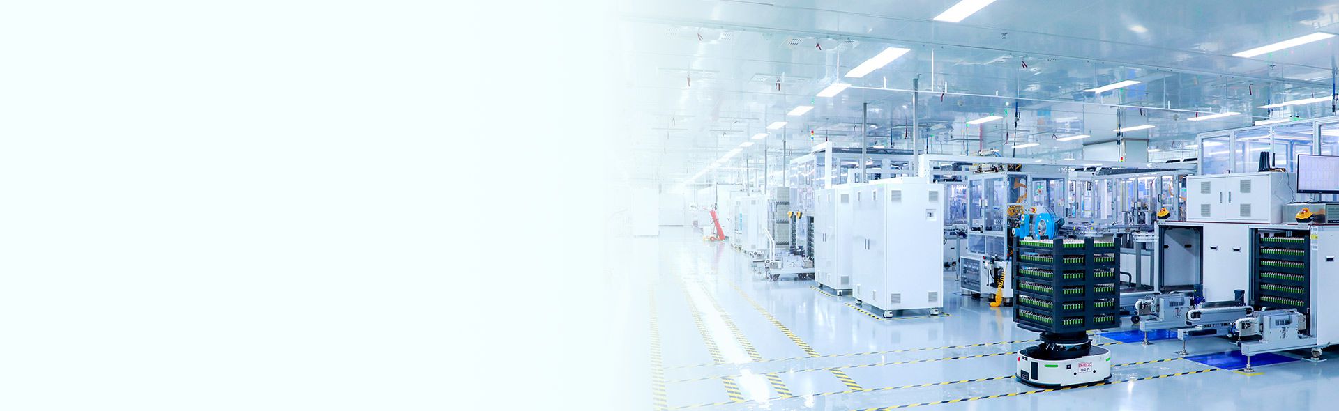 Fully automated battery cell production line with AGV transport